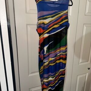 Sheer Multicolor Striped Maxi Dress
